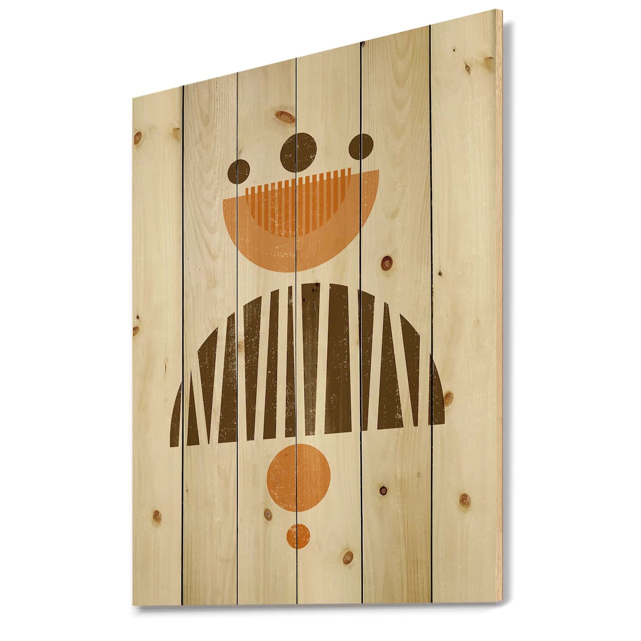 Designart - Abstract Minimal Sun and Moon In Earth Tones IV - Modern Print on Natural Pine Wood